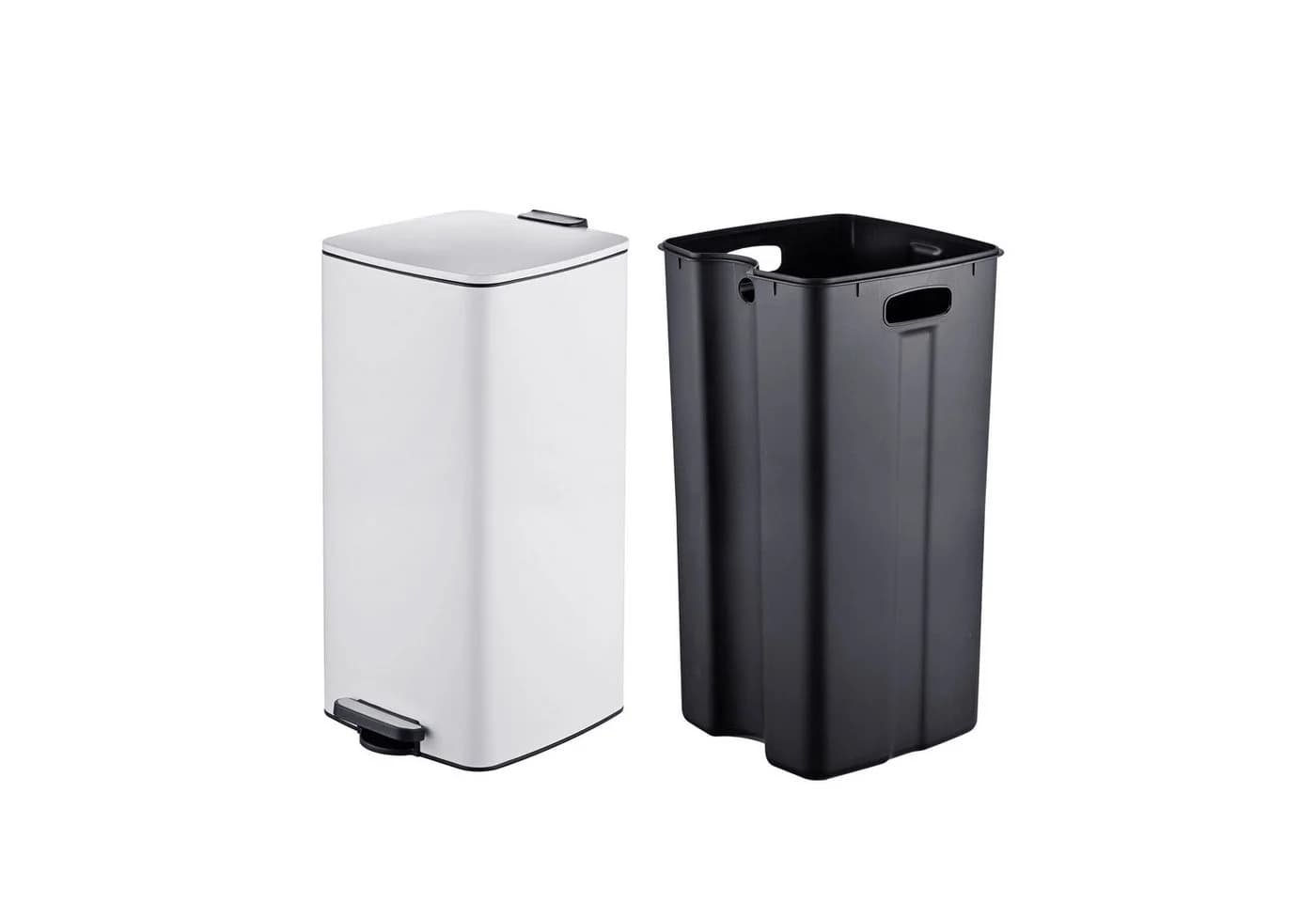 relaxdays Mülleimer 30 Liter weiß mit Trittpedal und Softclose - Bild 5