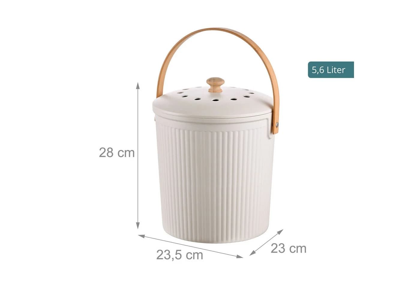relaxdays Biomülleimer Runder Komposteimer 5,6 Liter weiß - Bild 4