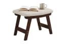 relaxdays Fußhocker Holz & Stoff Beige Bild 2