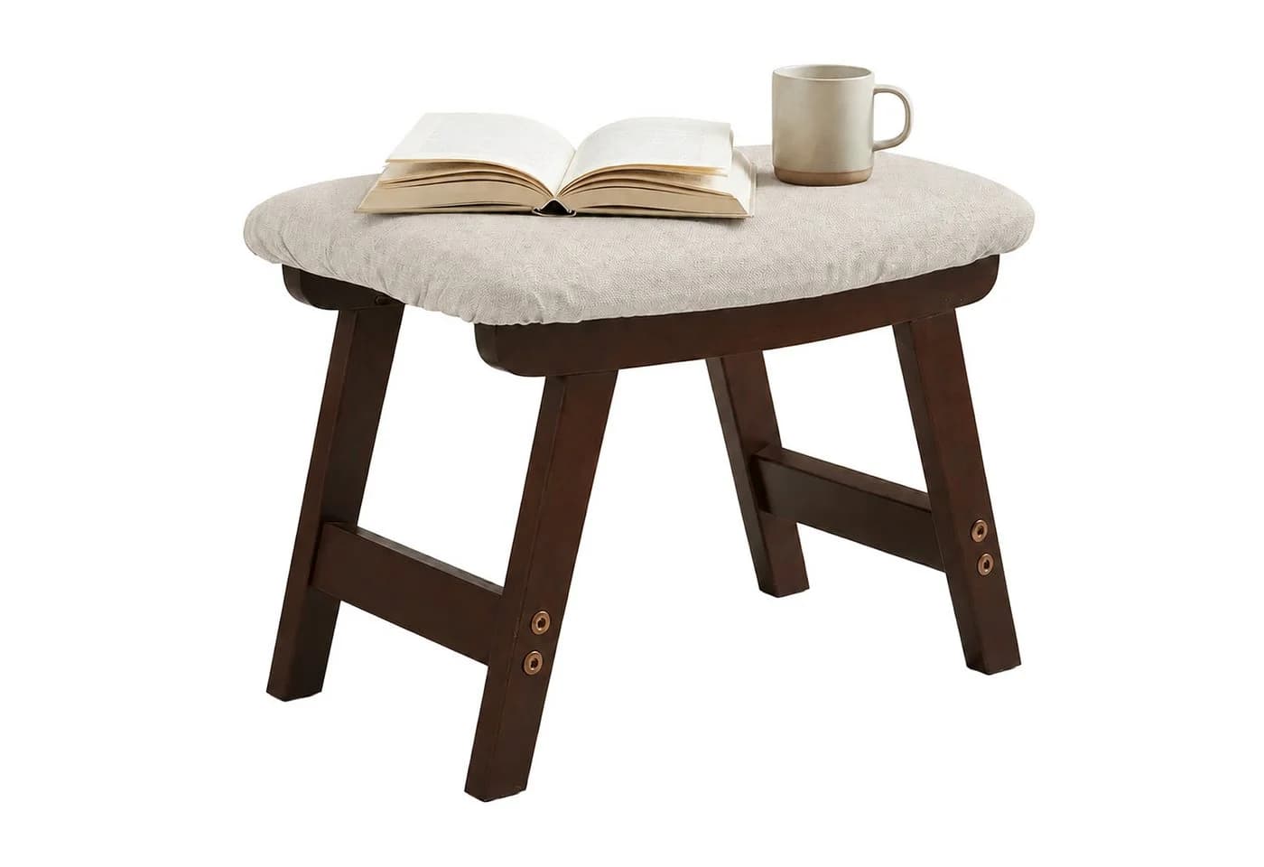 relaxdays Fußhocker Holz & Stoff Beige - Bild 2