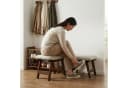 relaxdays Fußhocker Holz & Stoff Beige Bild 5