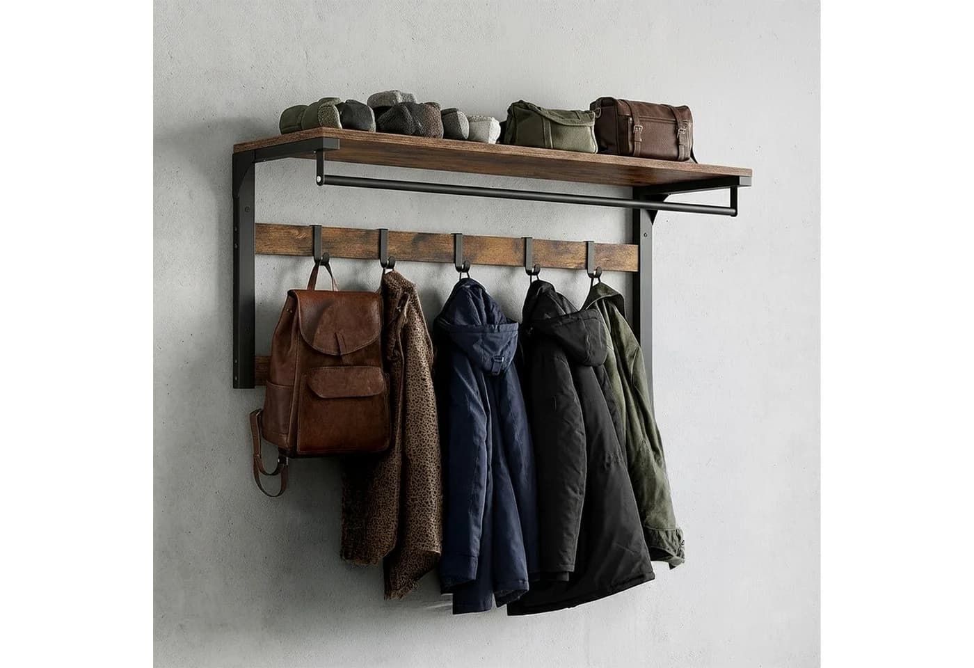 relaxdays Wandgarderobe 3 in 1 Eiche-Weiß 10 Haken - Bild 5