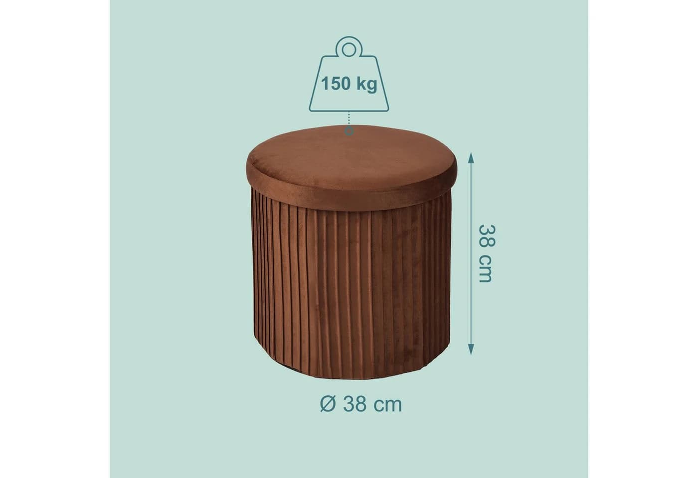 relaxdays Stauraumhocker Samt Mocha Mousse mit Staufach - Bild 4