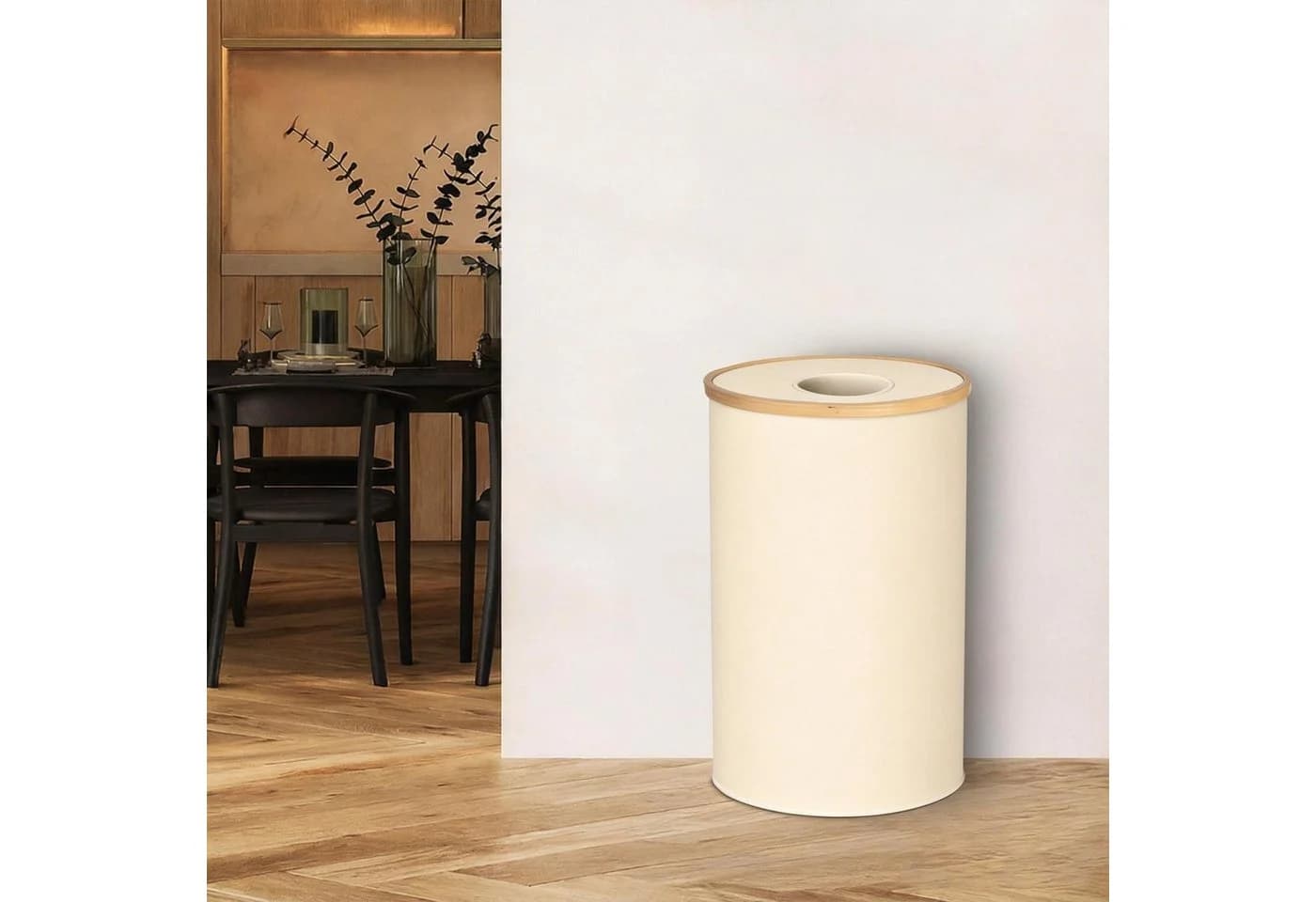relaxdays Flaschensammler Beige 100l mit entnehmbarem Beutel