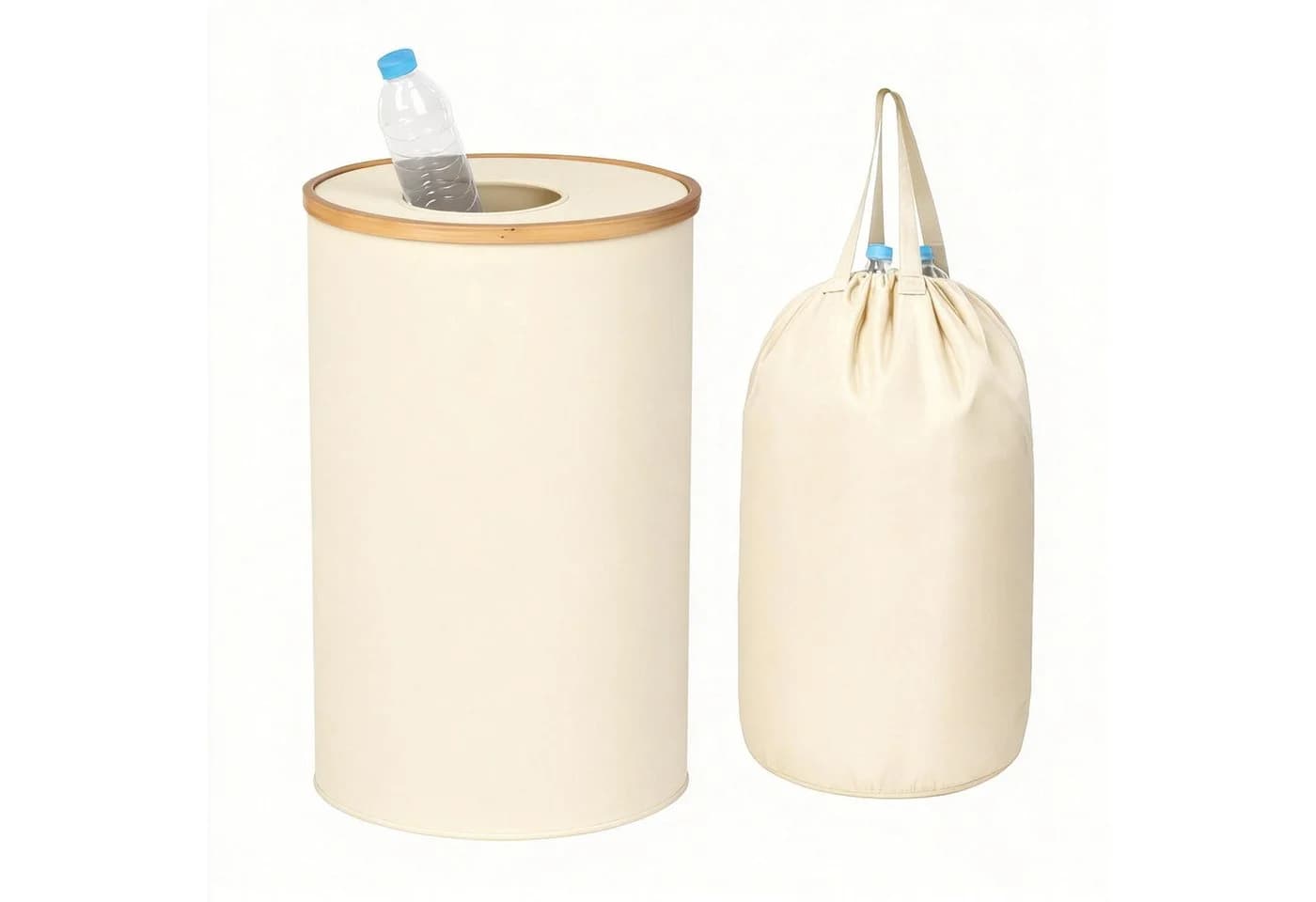 relaxdays Flaschensammler Beige 100l mit entnehmbarem Beutel - Bild 2