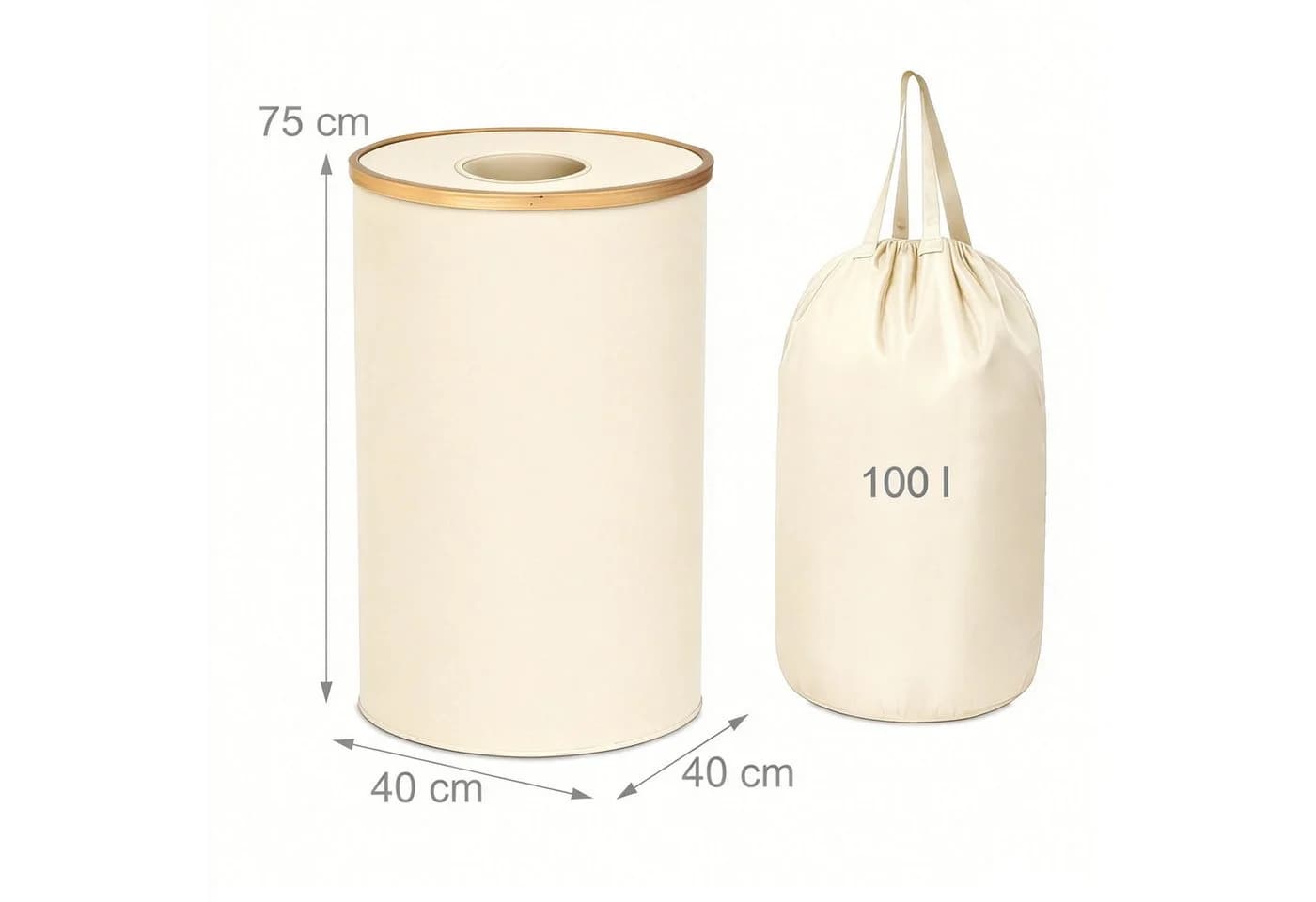 relaxdays Flaschensammler Beige 100l mit entnehmbarem Beutel - Bild 4