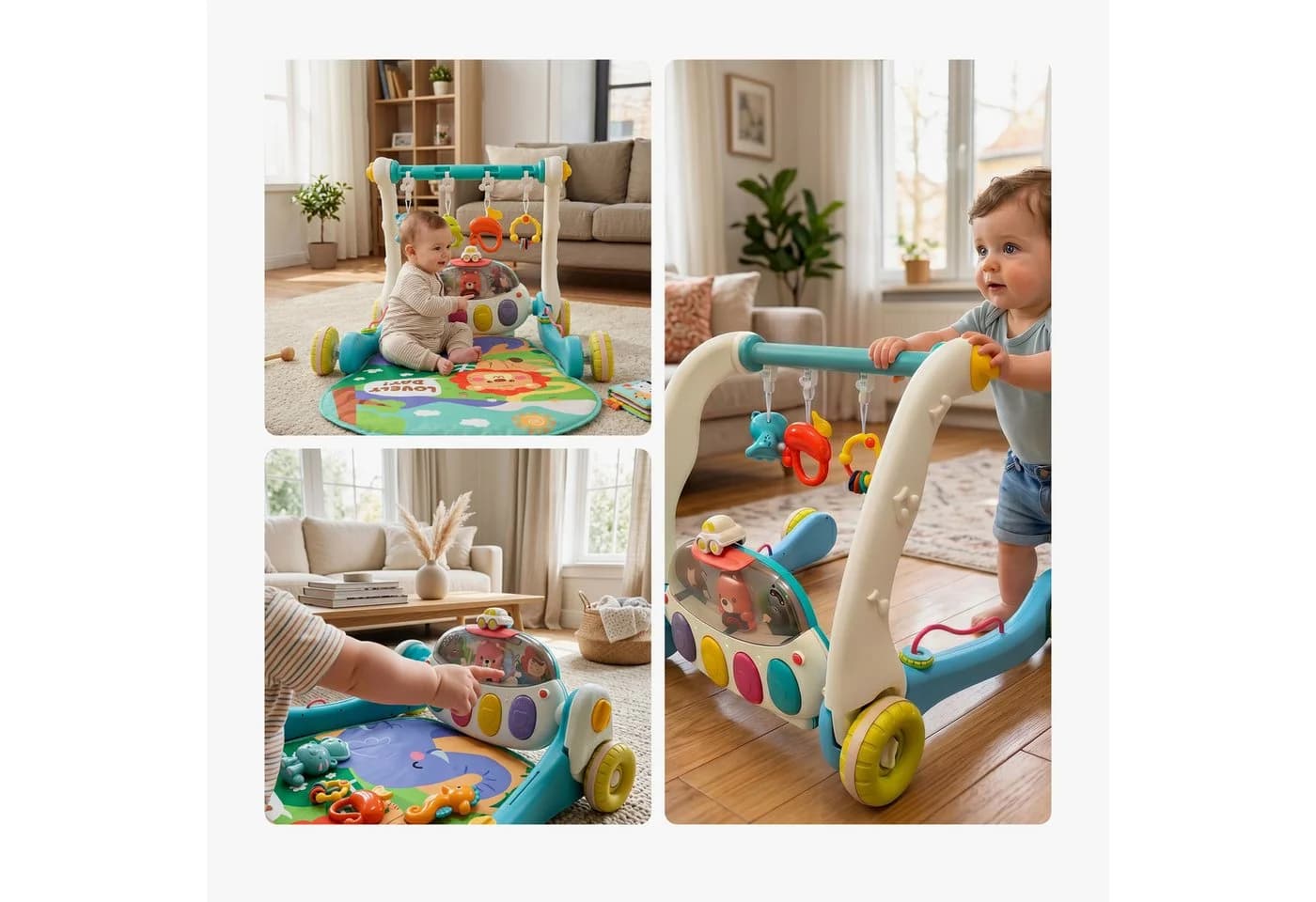 relaxdays Baby Gym mit Rollen, Musik & Licht, Blau - Bild 3