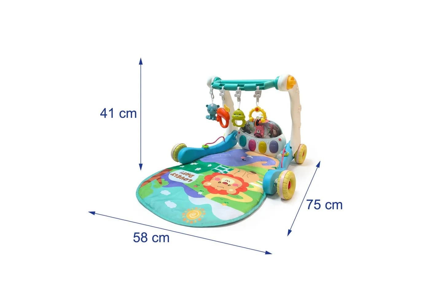 relaxdays Baby Gym mit Rollen, Musik & Licht, Blau - Bild 4