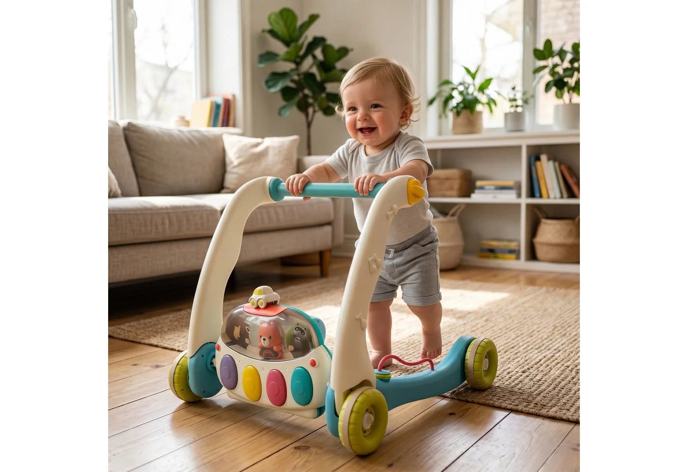 relaxdays Baby Gym mit Rollen, Musik & Licht, Blau - Bild 5
