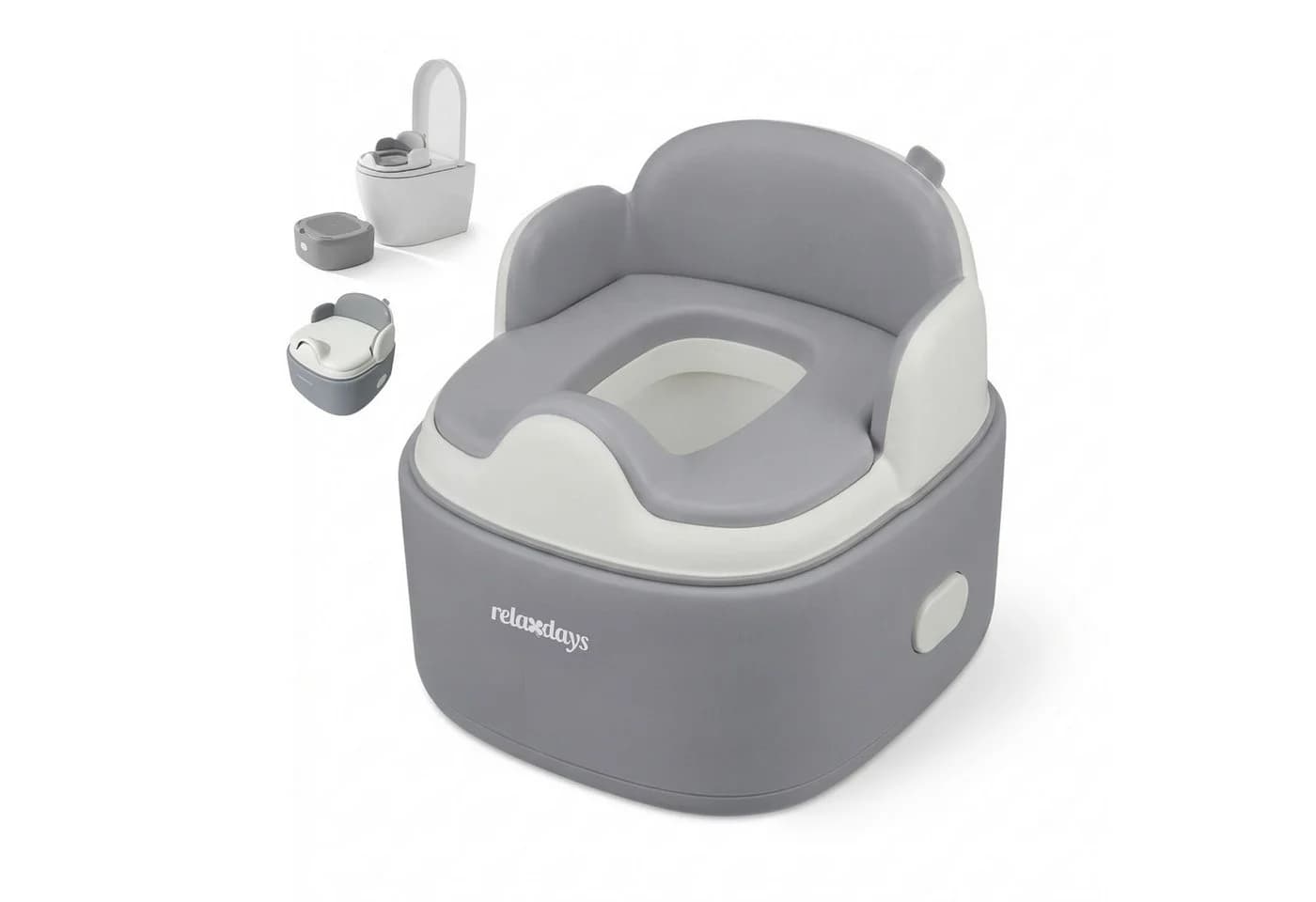 relaxdays Toilettentrainer Töpfchen 4-in-1 mit Deckel grau - Bild 2