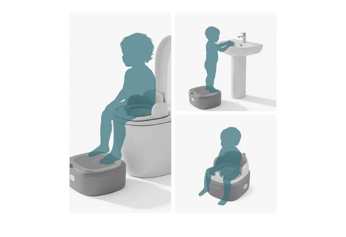 relaxdays Toilettentrainer Töpfchen 4-in-1 mit Deckel grau - Bild 3