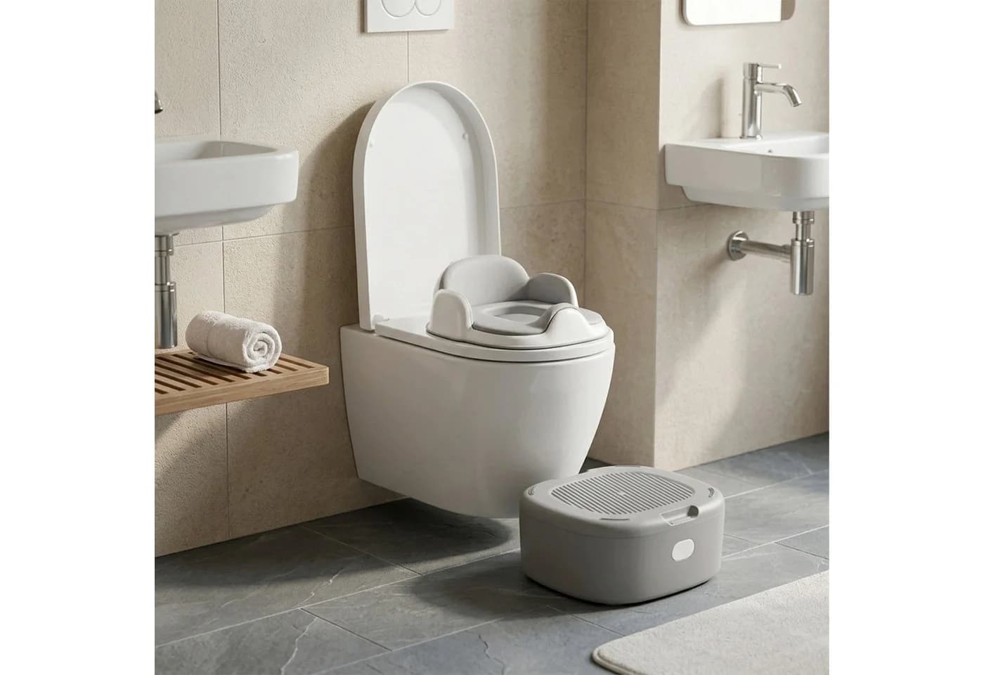relaxdays Toilettentrainer Töpfchen 4-in-1 mit Deckel grau - Bild 5