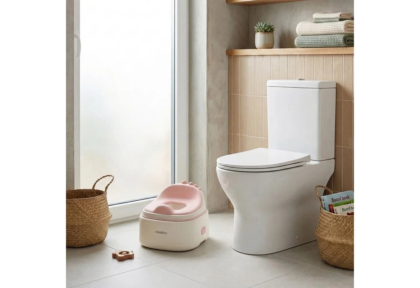 relaxdays Toilettentrainer Töpfchen 4-in-1 Dino Rosa