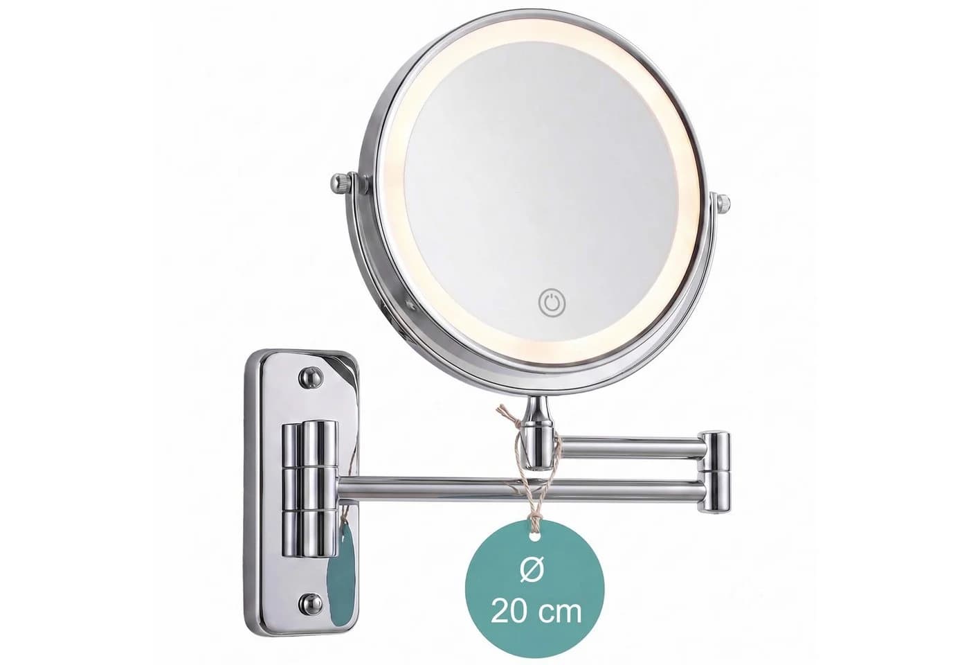 relaxdays Schminkspiegel mit LED-Beleuchtung und 10-facher Vergrößerung, silber - Bild 2