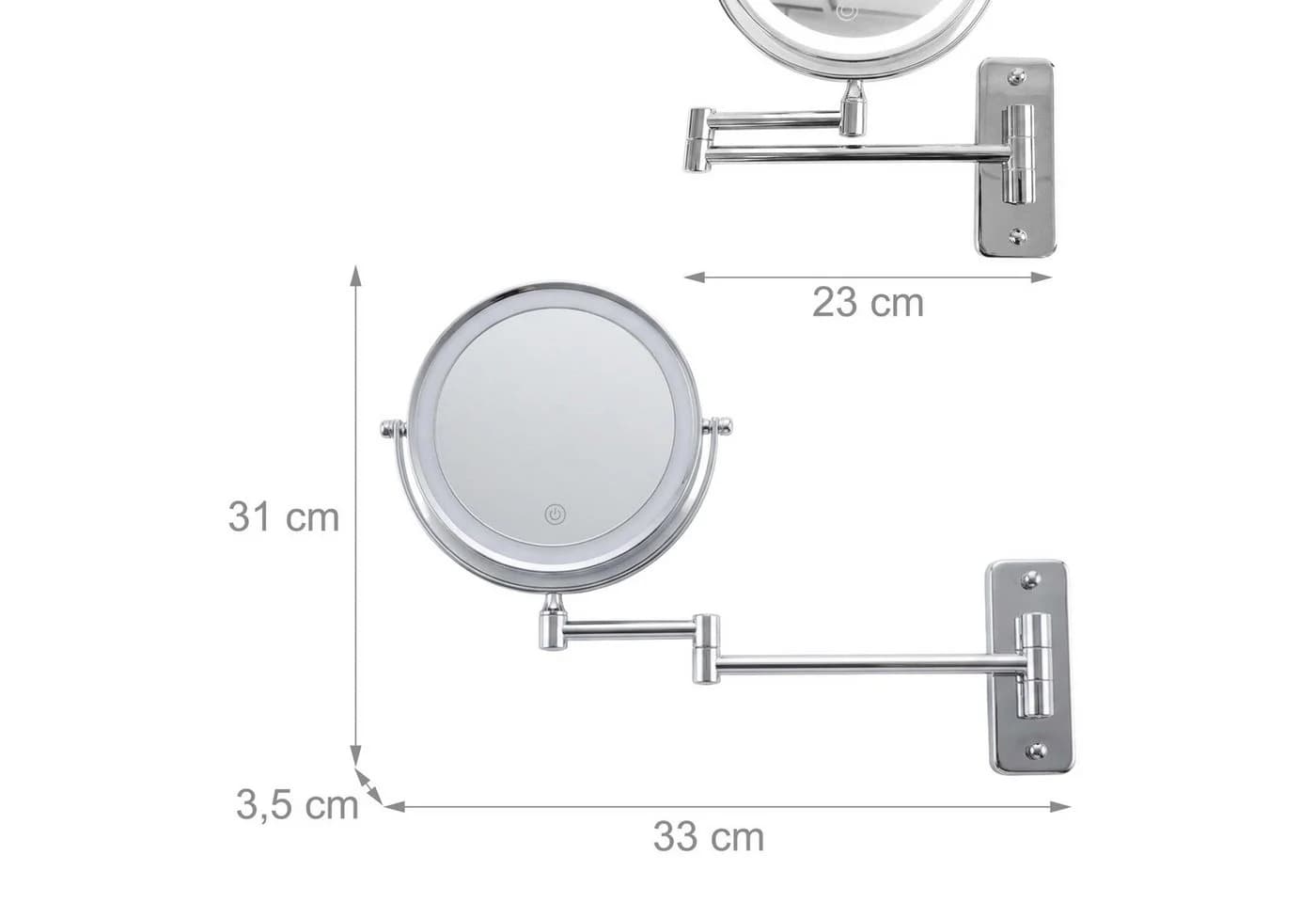 relaxdays Schminkspiegel mit LED-Beleuchtung und 10-facher Vergrößerung, silber - Bild 4