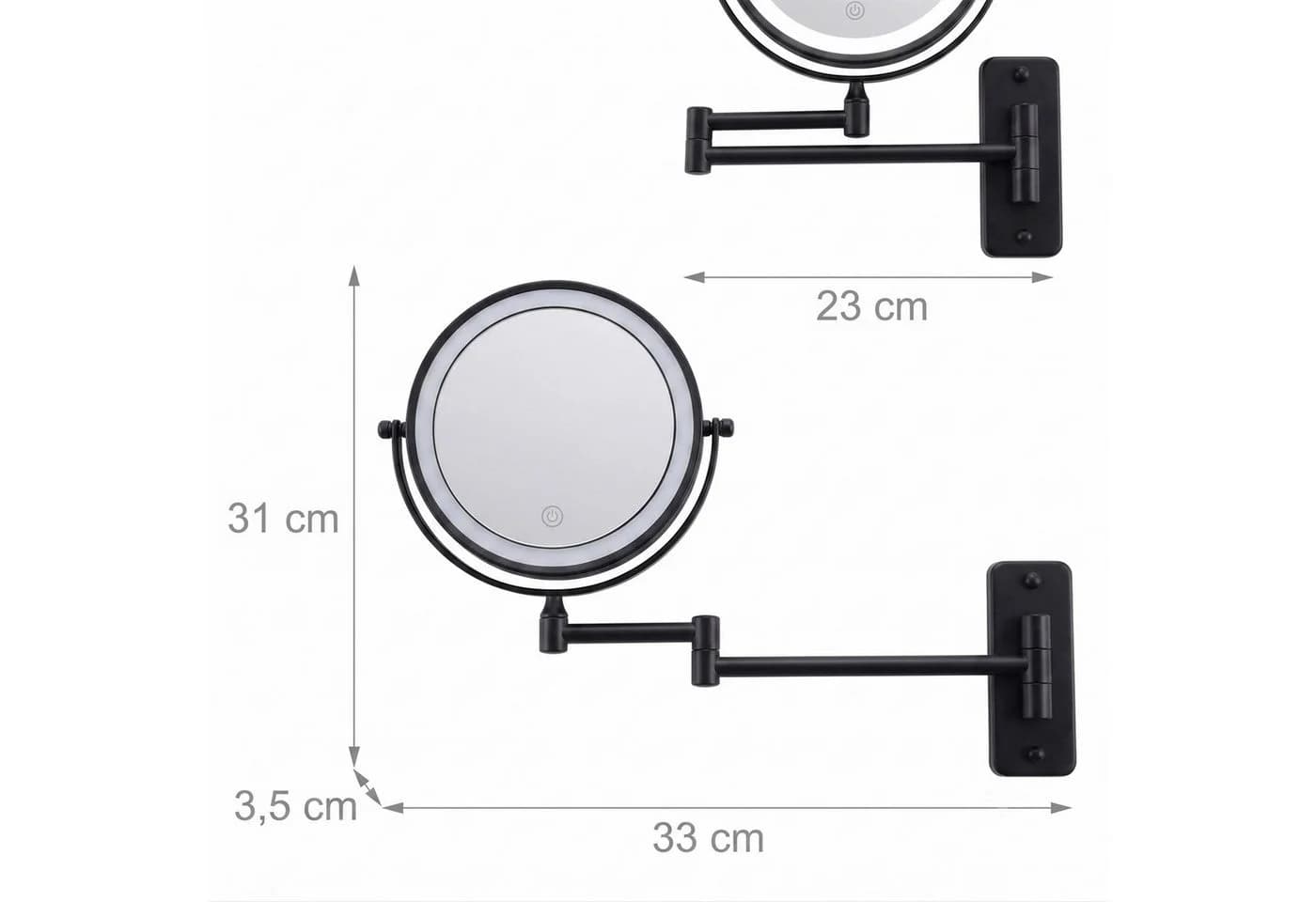 relaxdays Schminkspiegel mit LED-Beleuchtung und 10-facher Vergrößerung, Schwarz - Bild 4