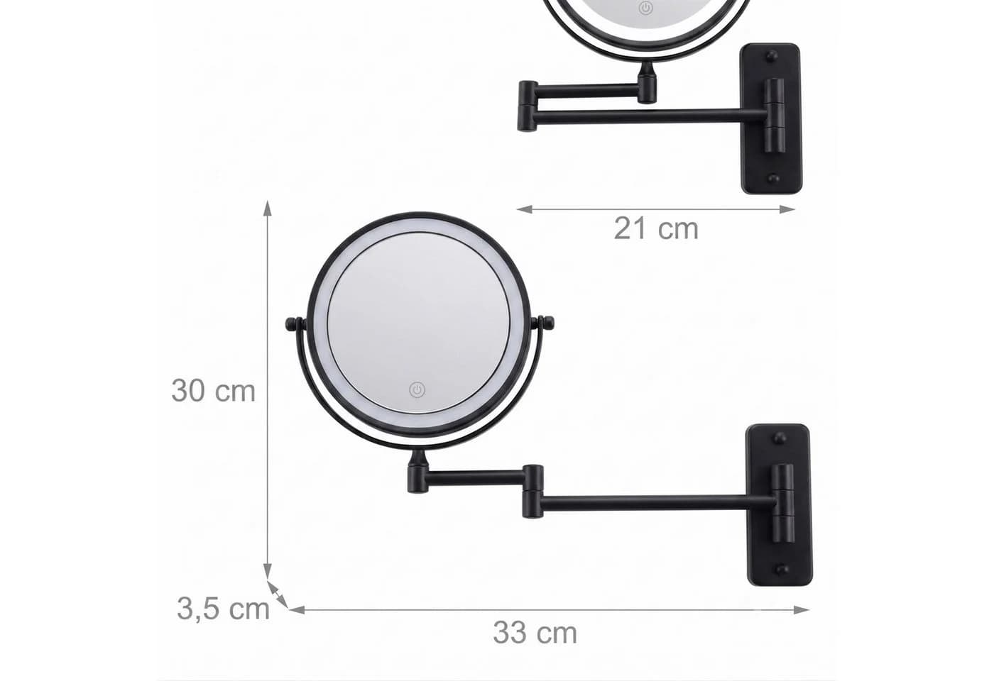 relaxdays Kosmetikspiegel mit LED-Beleuchtung & 10-fach Vergrößerung, Schwarz - Bild 4