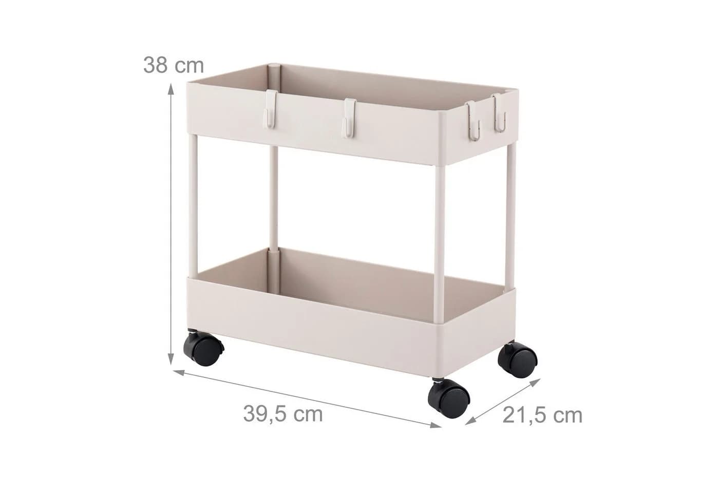 relaxdays Rollwagen mit 2 Ebenen Beige Kunststoff - Bild 4