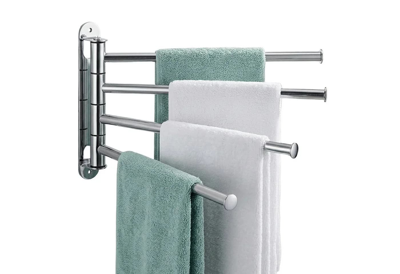 relaxdays Handtuchstange Wandhalter Edelstahl 4 Stangen Silber - Bild 2