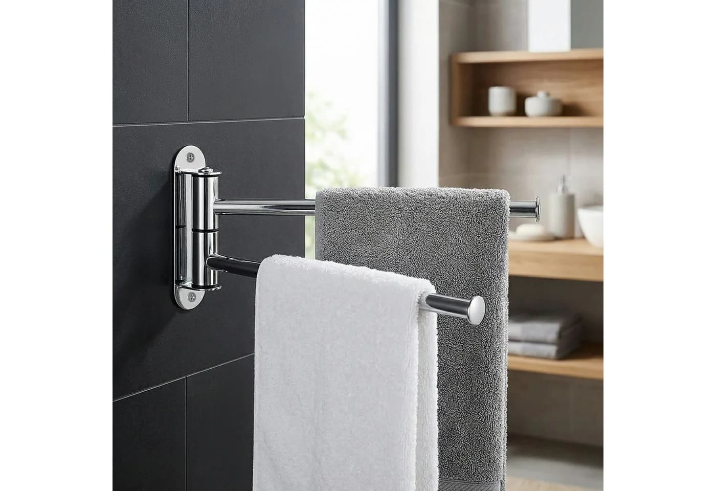 relaxdays Handtuchstange Wand-Handtuchhalter Edelstahl Silber, 2 Stangen - Bild 3