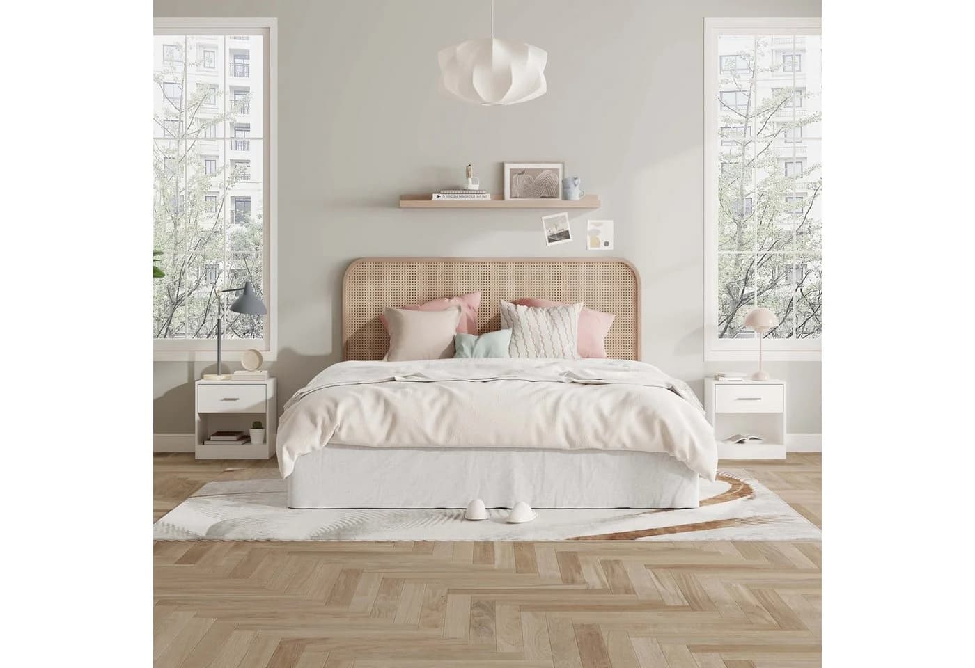 relaxdays Nachtschrank mit Schublade weiß, 2er-Pack