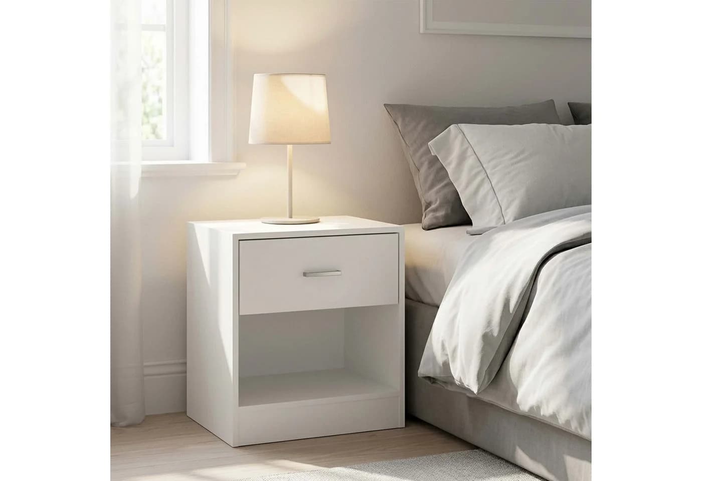 relaxdays Nachtschrank mit Schublade weiß, 2er-Pack - Bild 3