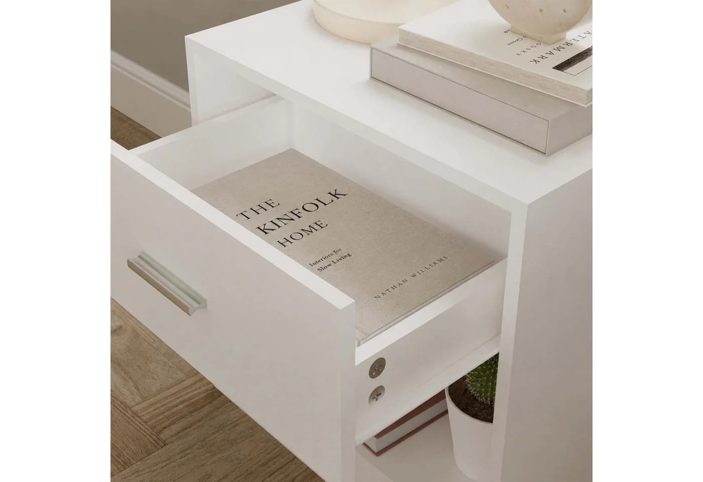 relaxdays Nachtschrank mit Schublade weiß, 2er-Pack - Bild 5