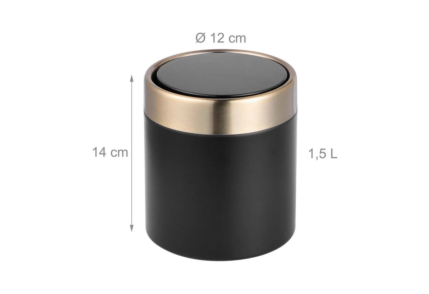 relaxdays Tischmülleimer Mini 1,5L Schwarz mit Schwingdeckel - Bild 4
