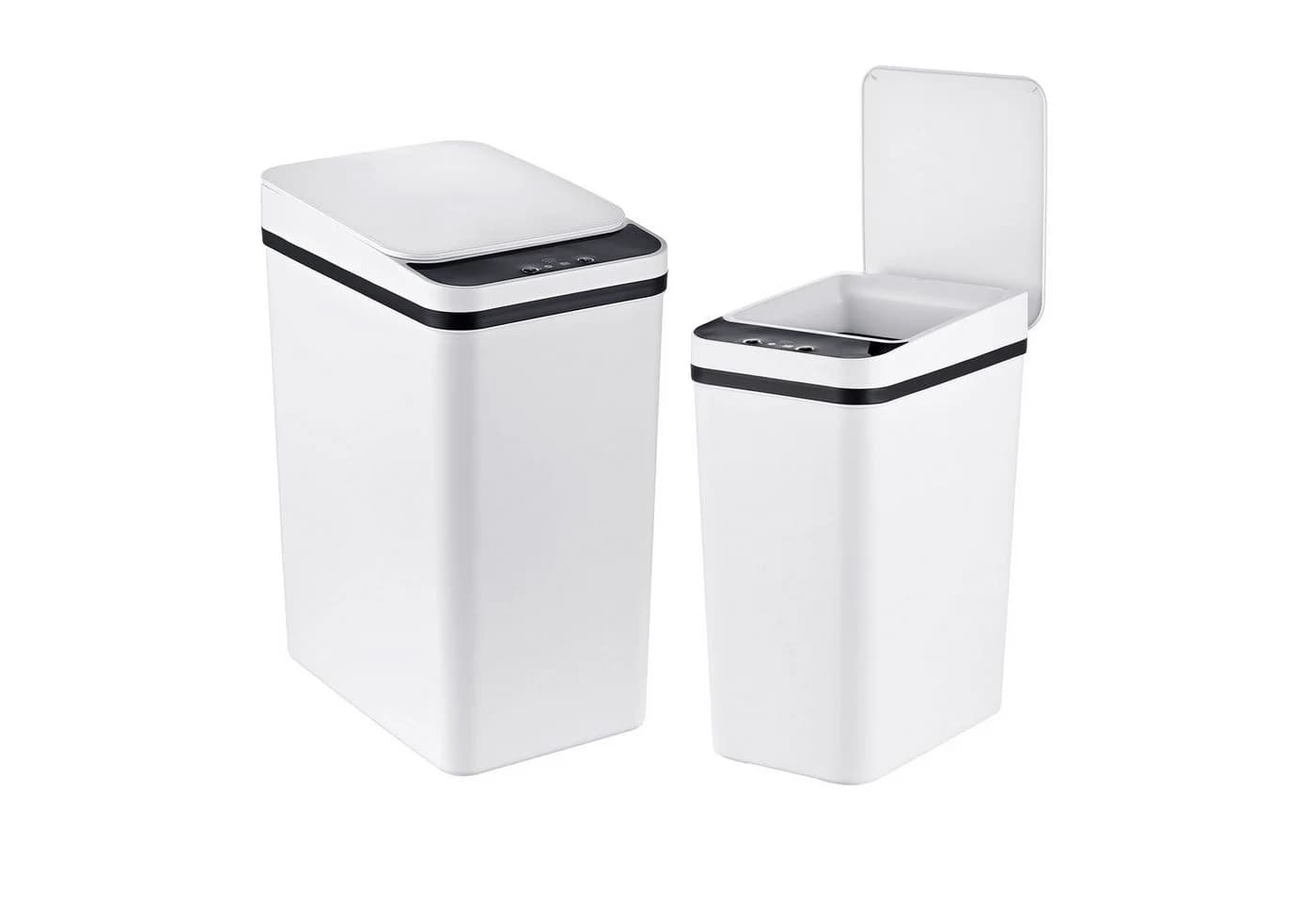 relaxdays Mülleimer 9L & 15L mit Sensor 2er-Set Weiß - Bild 2