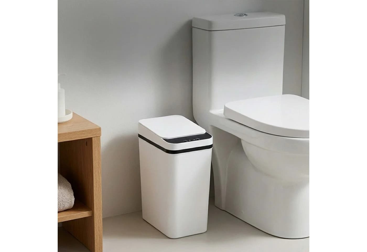 relaxdays Mülleimer 9L & 15L mit Sensor 2er-Set Weiß - Bild 3