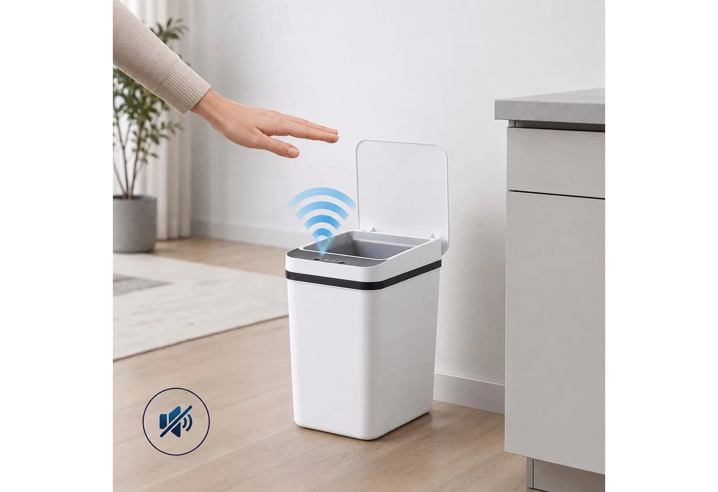relaxdays Sensor Mülleimer 9L Weiß Hygienisch