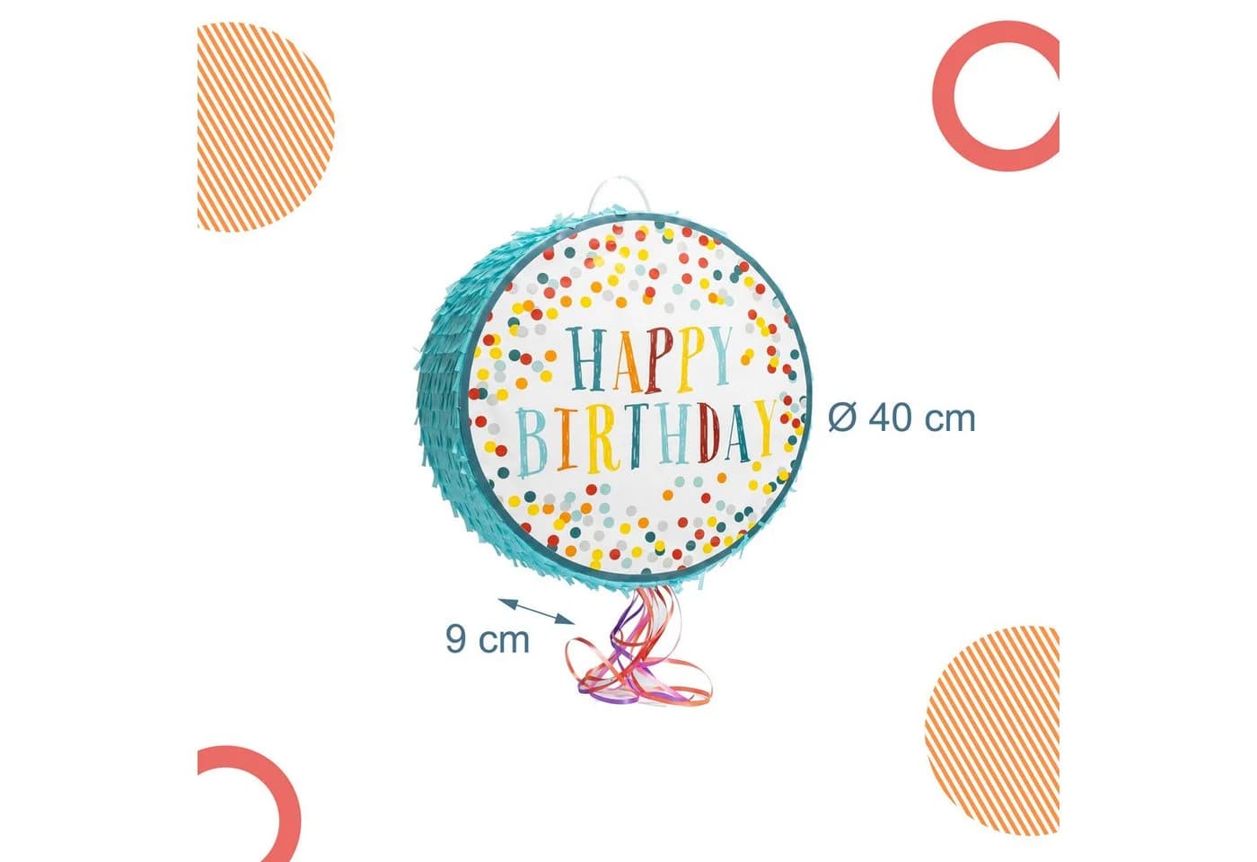 relaxdays Pinata Set 3-teilig mit Stock und Maske, Happy Birthday blau - Bild 4