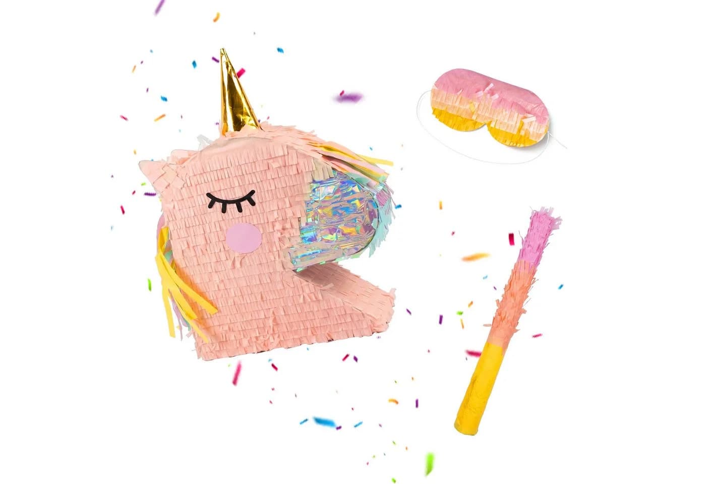 relaxdays Pinata Set Einhorn mit Stab und Maske, Braun - Bild 2