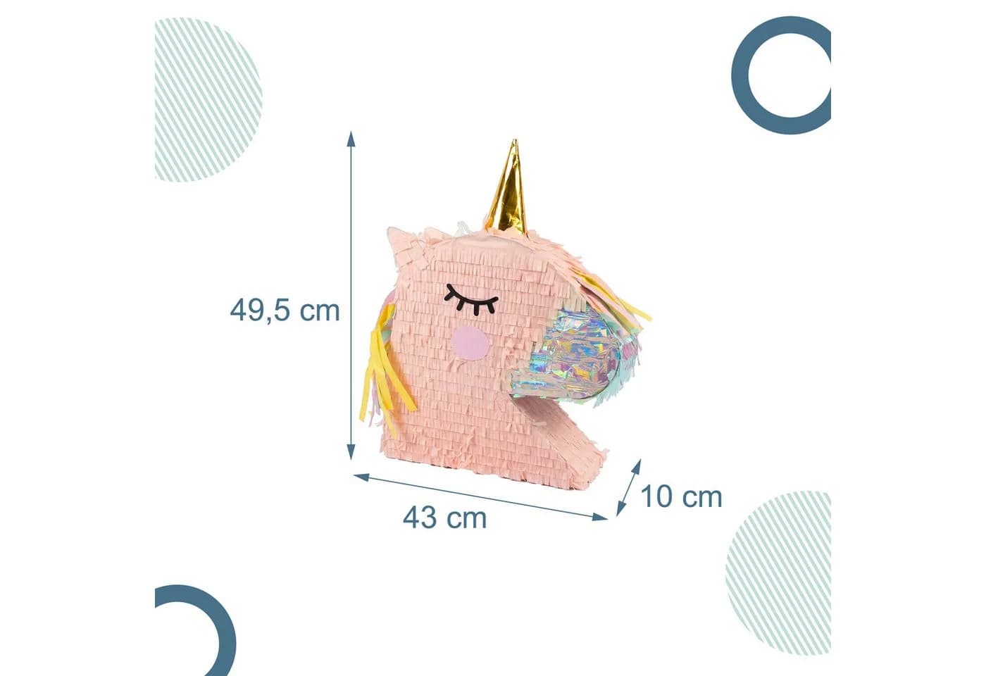relaxdays Pinata Set Einhorn mit Stab und Maske, Braun - Bild 4