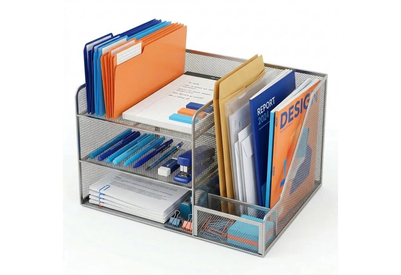 relaxdays Briefablage Schreibtisch Organizer Metall 5 Ablagen silber - Bild 2