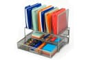 relaxdays Schreibtisch Organizer mit Schublade und 6 Fächern, silber Bild 2