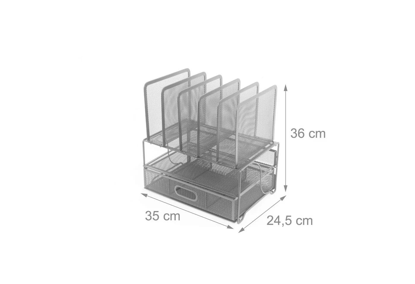relaxdays Schreibtisch Organizer mit Schublade und 6 Fächern, silber - Bild 4