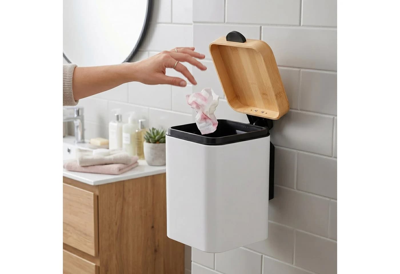 relaxdays Kosmetikeimer Wandmontage 3 Liter weiß