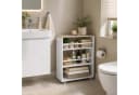relaxdays Regalwagen Nischenwagen 4 Ablagen Weiß/Braun Industrial Bild 1