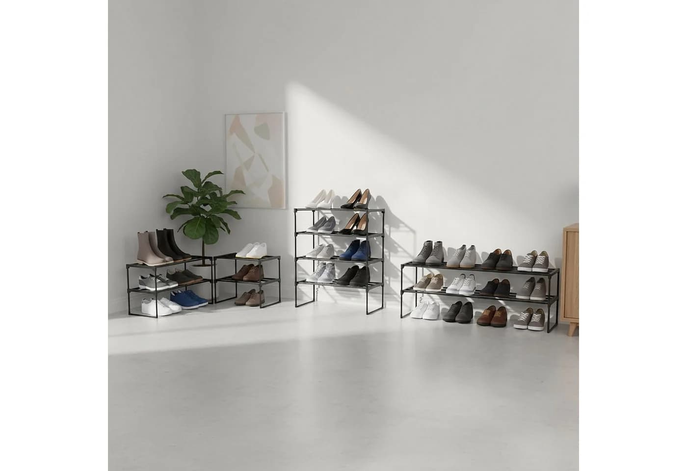 relaxdays Schuhregal Metall Stapelbar Schwarz 4 Ebenen - Bild 5