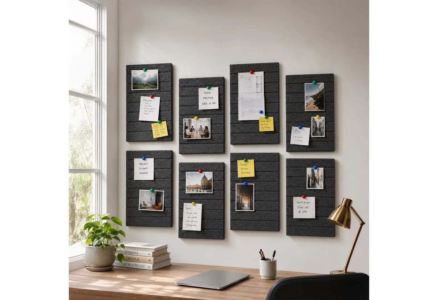 relaxdays Filzpinnwand Selbstklebend Grau Modern - Bild 5