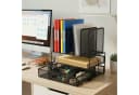 relaxdays Schreibtisch Organizer mit Schublade und 6 Fächern, Schwarz Bild 1