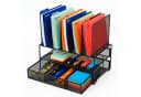 relaxdays Schreibtisch Organizer mit Schublade und 6 Fächern, Schwarz Bild 2