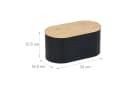 relaxdays Ovaler Brotkasten mit Bambusdeckel Stahl schwarz Bild 4