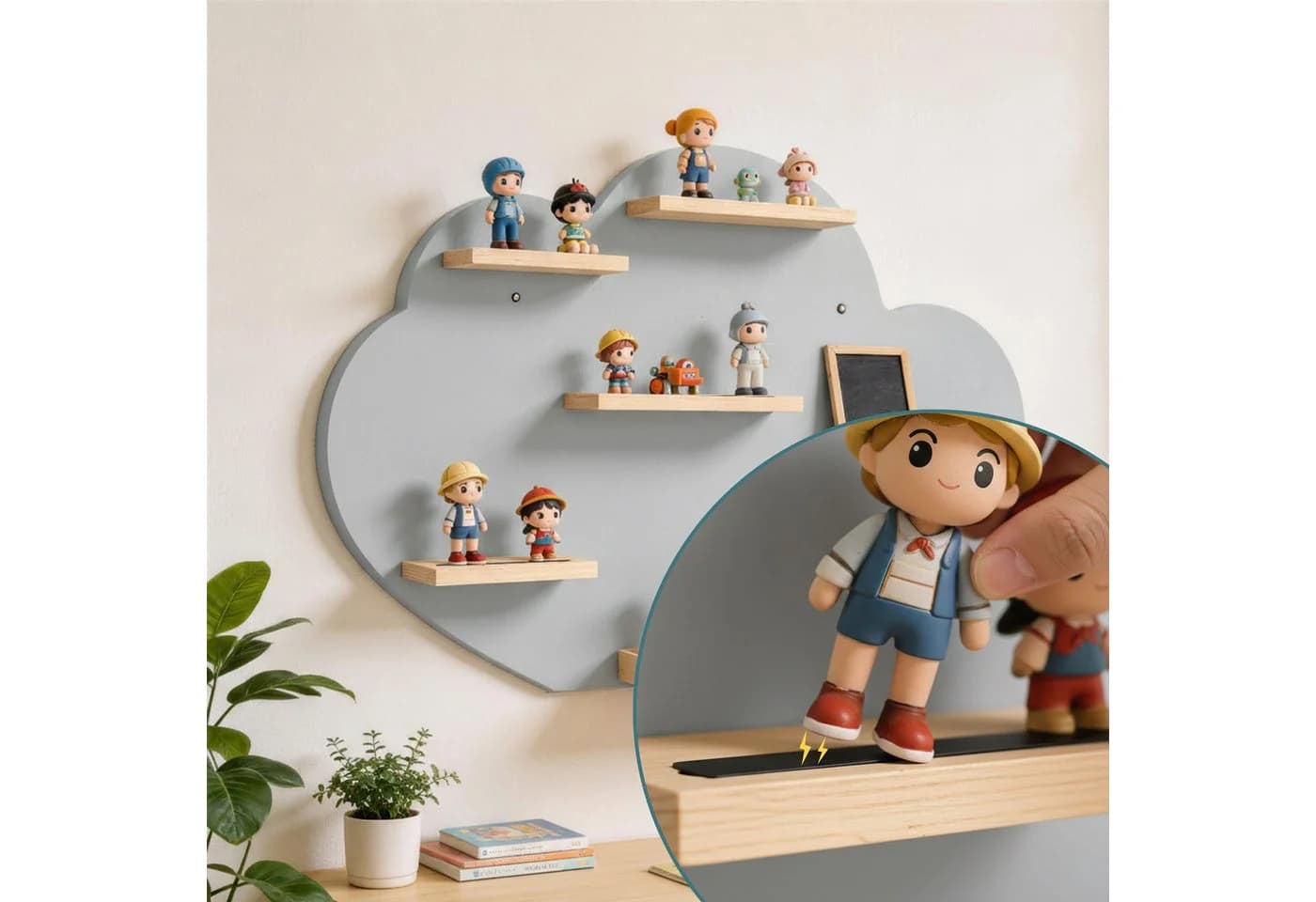 RELAXDAYS Kinderregal Toniebox Regal Wolke Grau - Bild 3