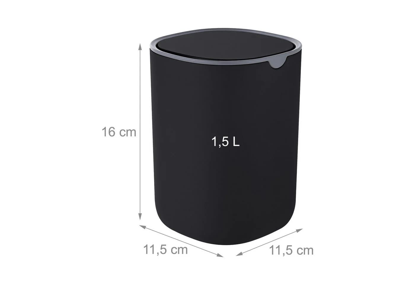 relaxdays Tischmülleimer Mini 1,5L Schwarz mit Schwingdeckel - Bild 4