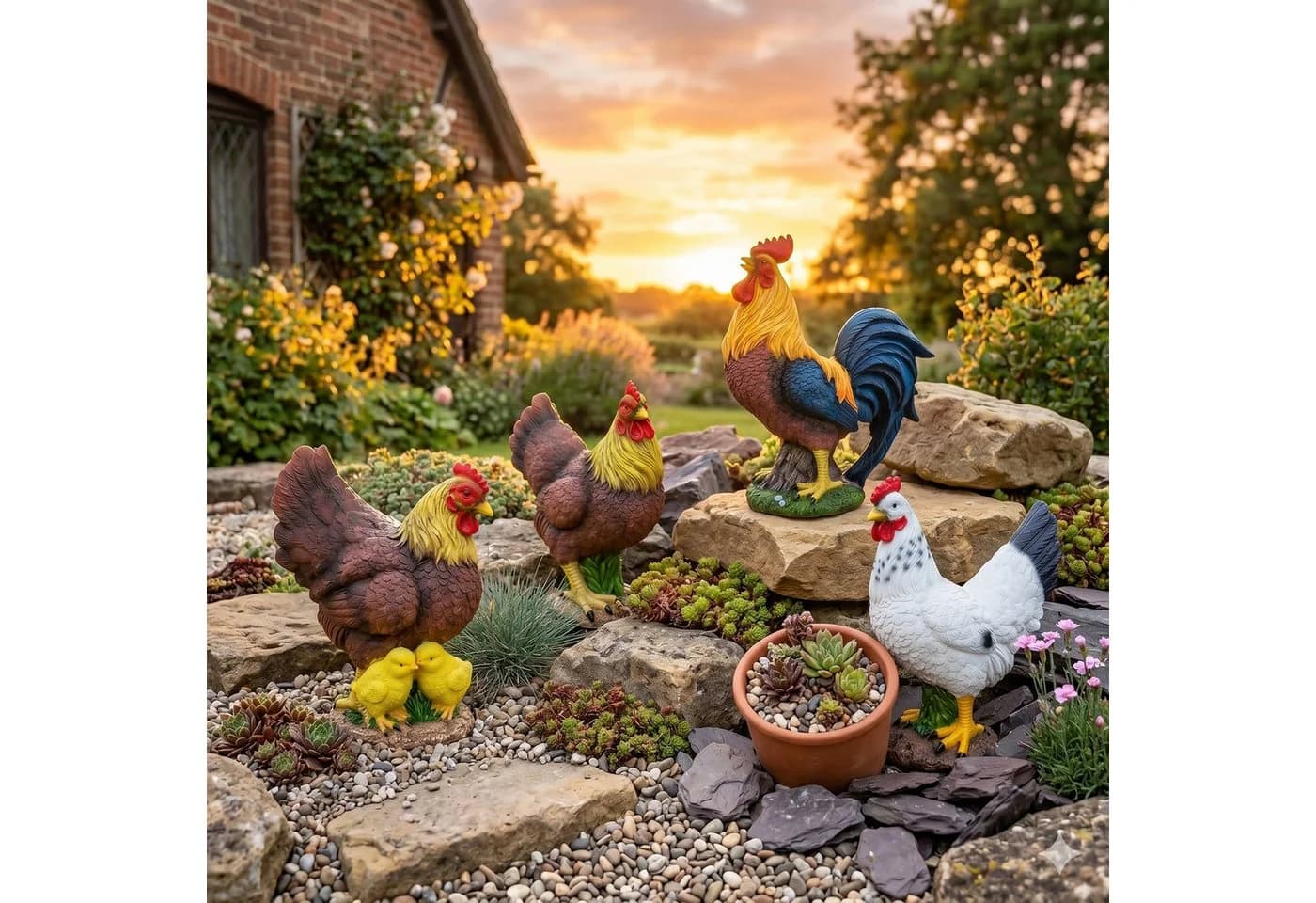relaxdays Gartenfigur Huhn Kunstharz Ländlich - Bild 3