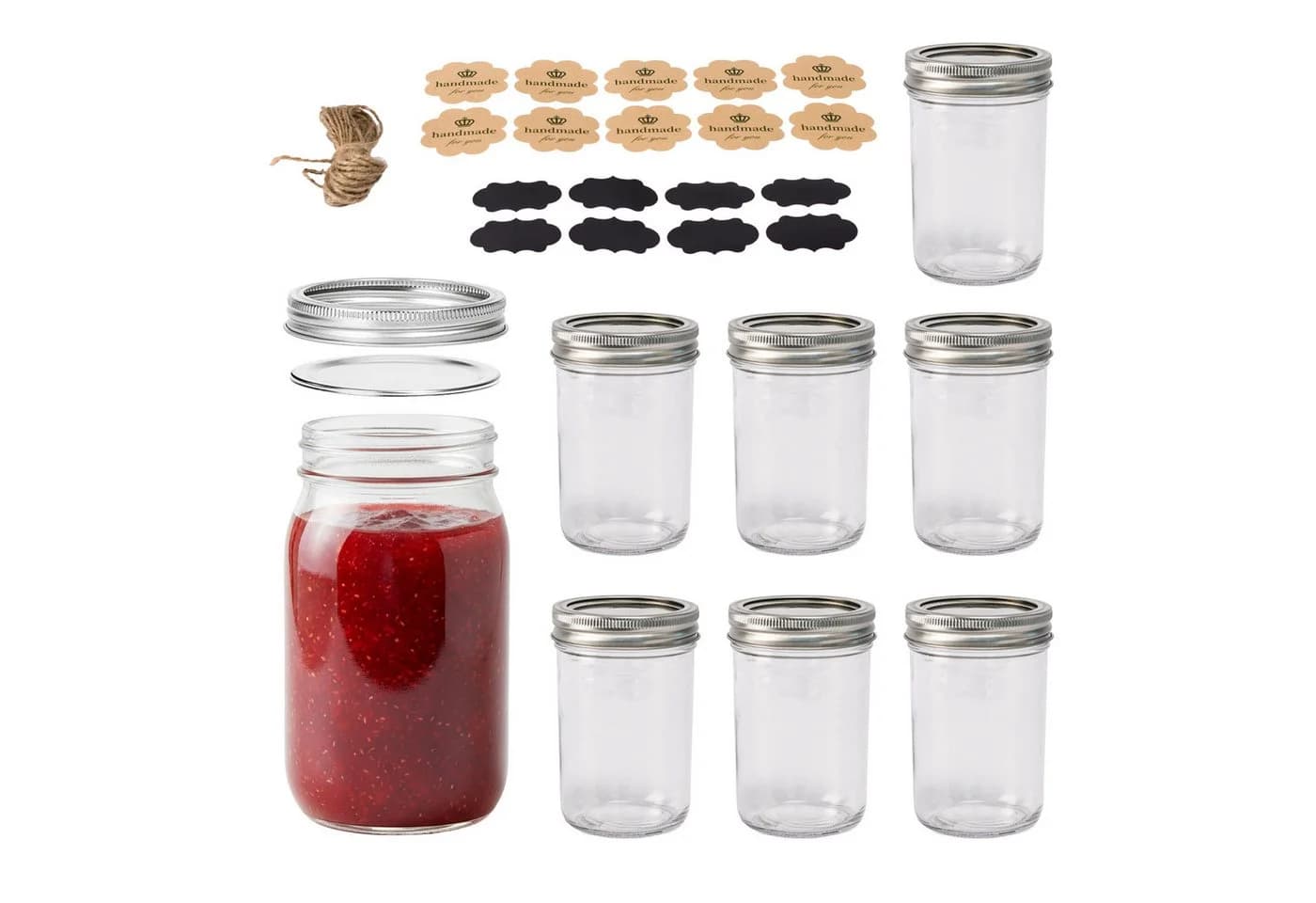 relaxdays Einmachglas 8er Set mit Deckel, Glas, Silber - Bild 2