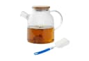 relaxdays Teekanne Glas mit Bambusdeckel 1,8 Liter Transparent Bild 2