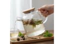 relaxdays Teekanne Glas mit Bambusdeckel 1,8 Liter Transparent Bild 3